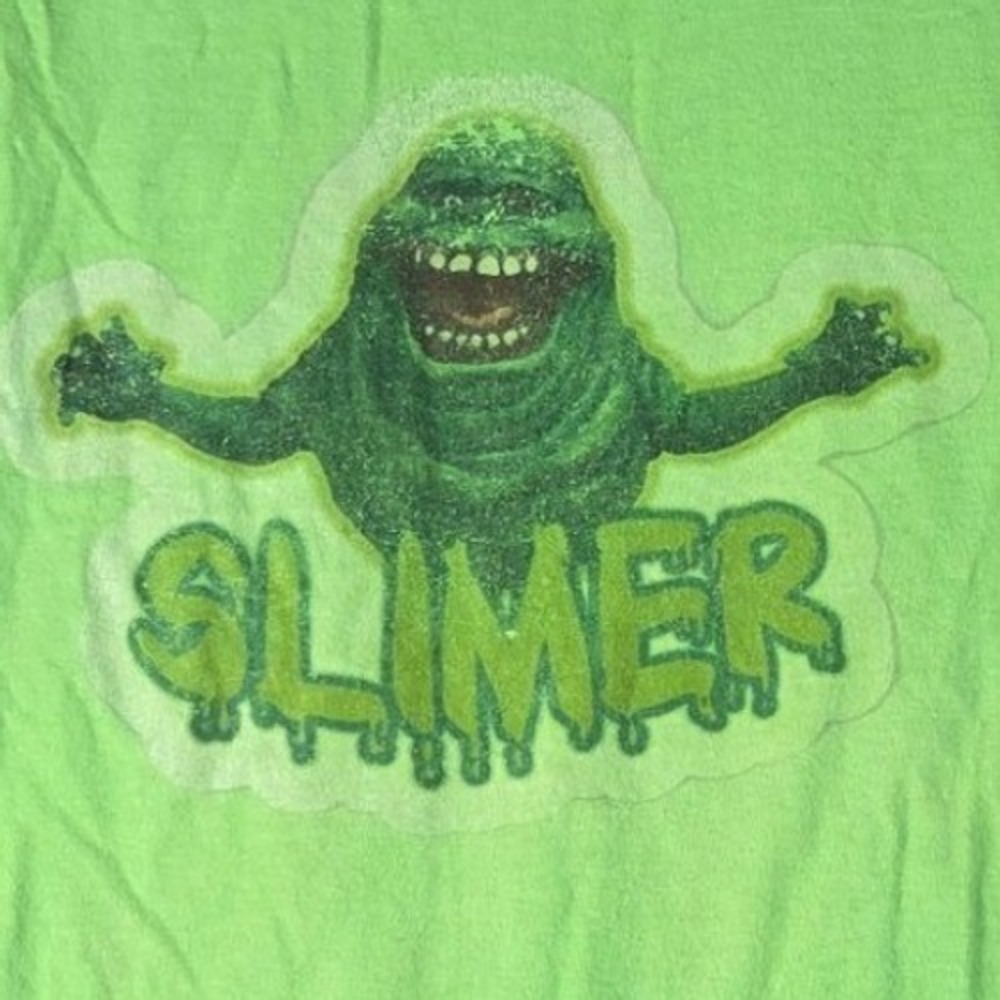 Gildan T-Shirt Mens XL Green Ghostbusters Slimer Graphic Heavy Cotton Tee